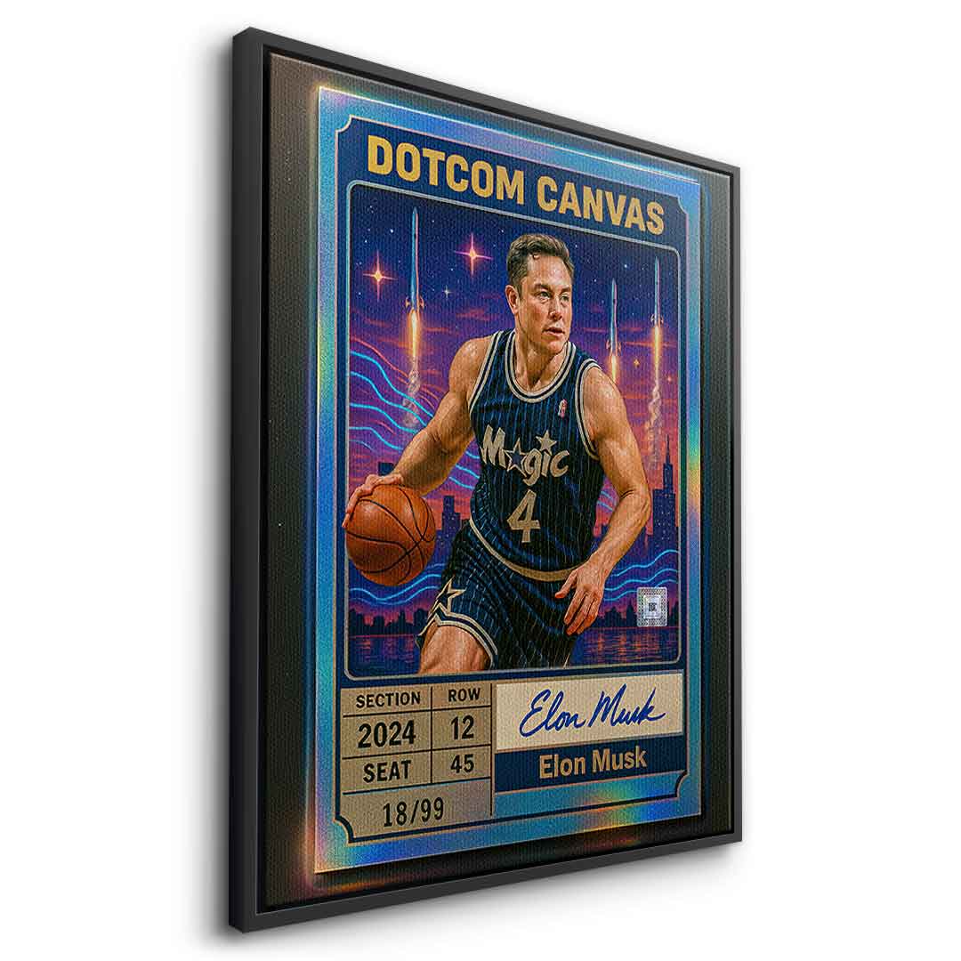 DOTCOMCANVAS Elon Musk Basketball Card Leinwandbild Seitenansicht