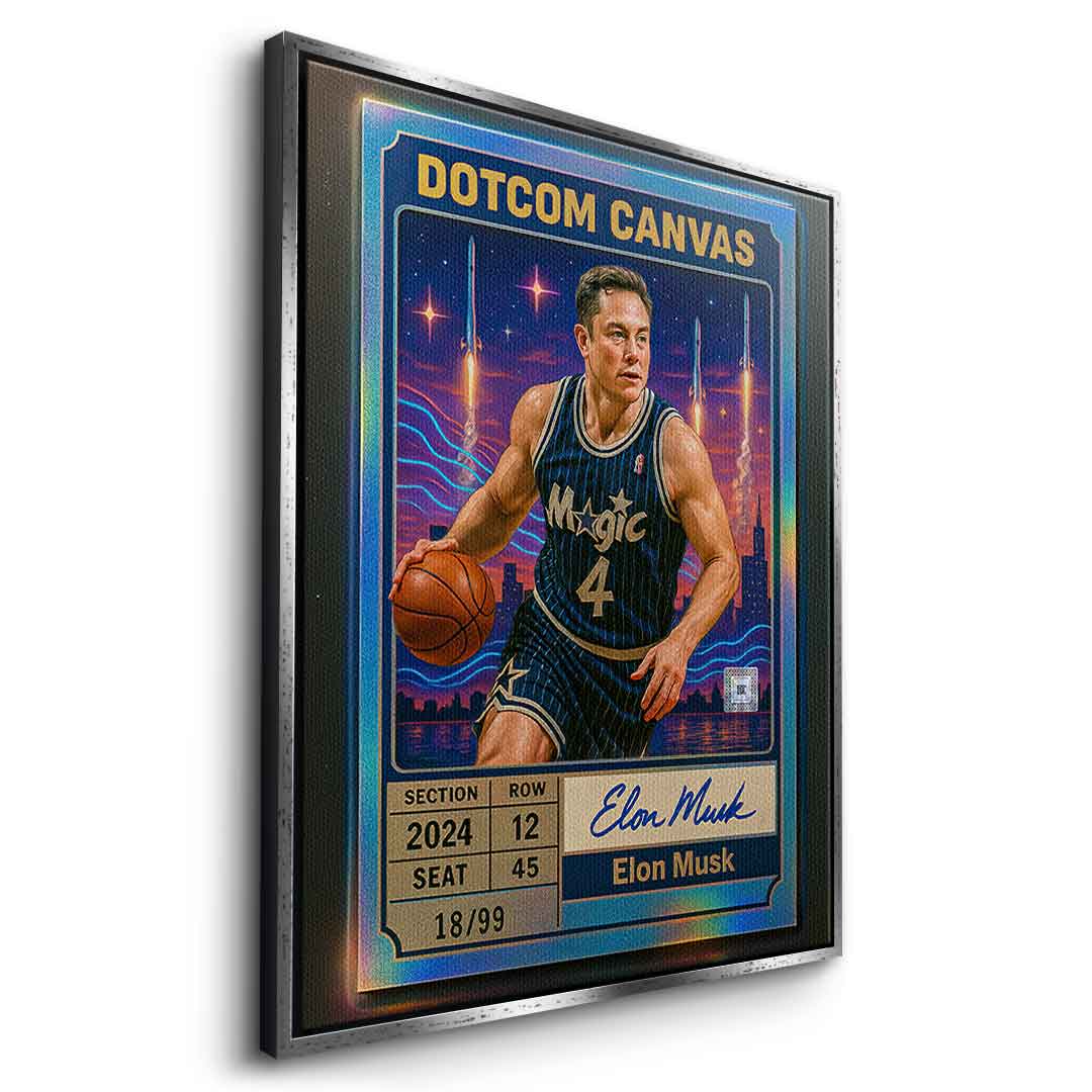 DOTCOMCANVAS Elon Musk Basketball Card Leinwandbild Seitenansicht