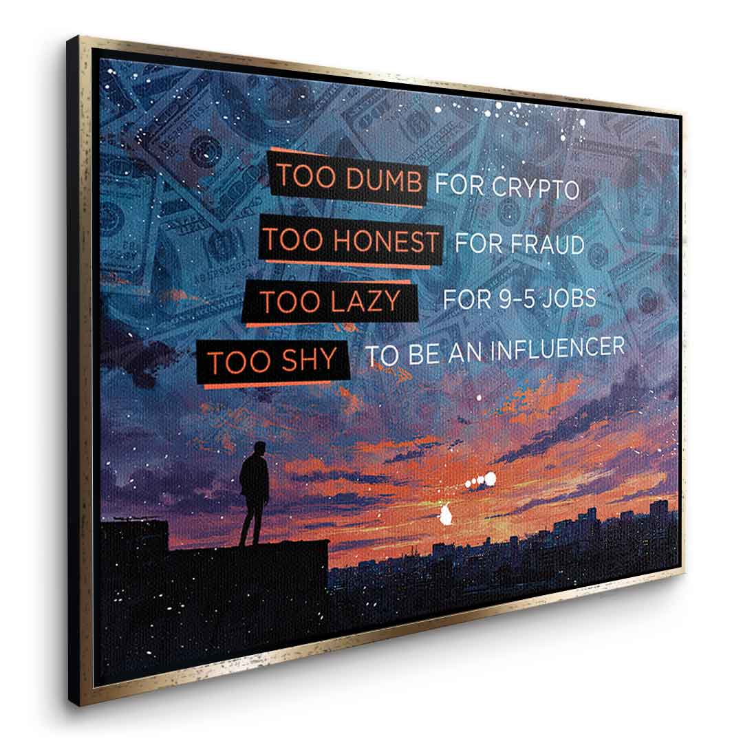 DOTCOMCANVAS Too shy to be Leinwandbild Seitenansicht mit weißem Rahmen