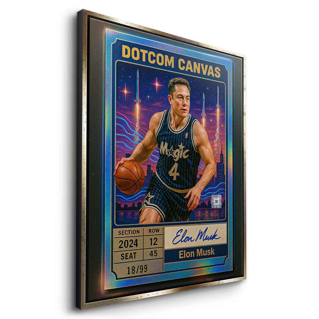 DOTCOMCANVAS Elon Musk Basketball Card Leinwandbild Seitenansicht
