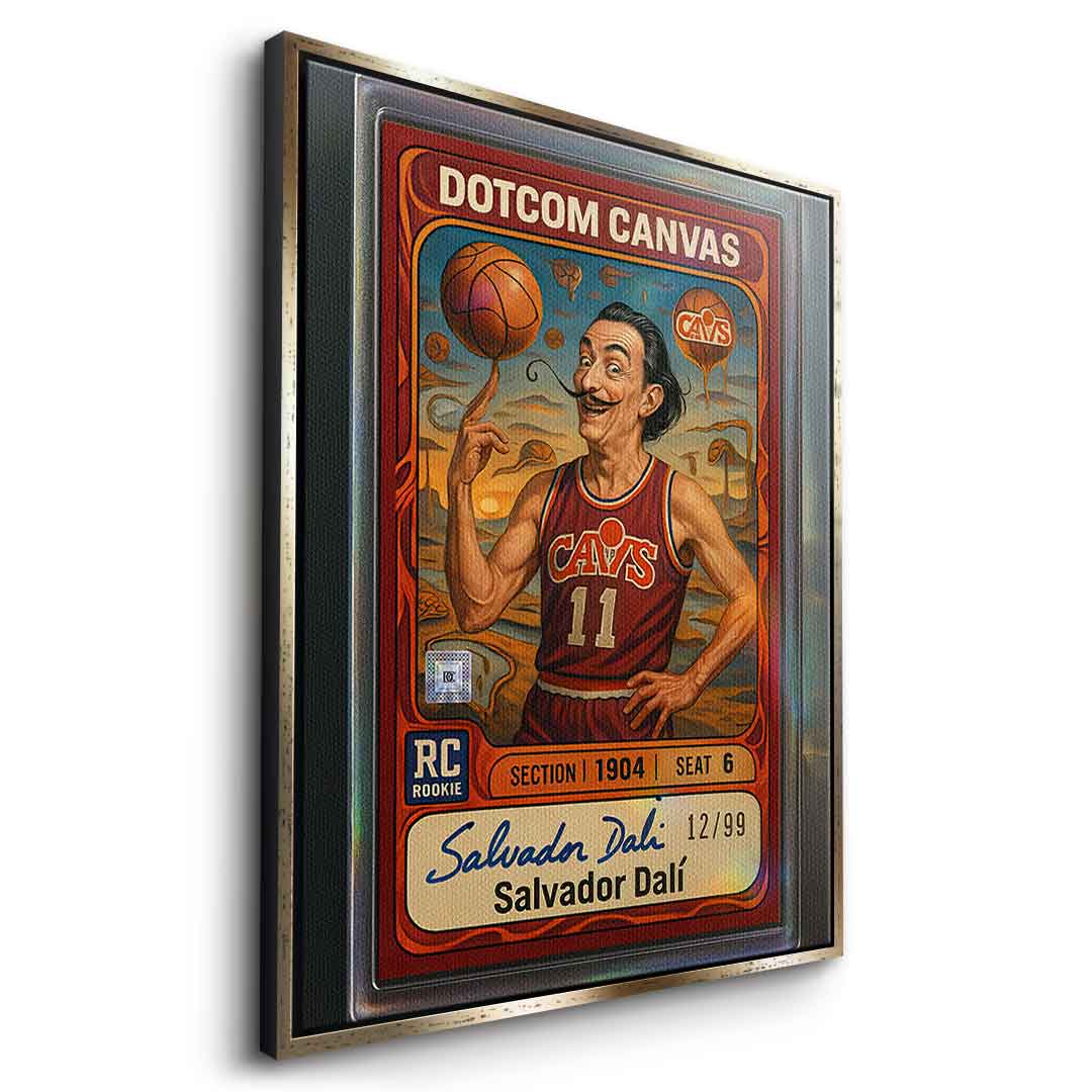 DOTCOMCANVAS® Salvador Dali Basketball Card Leinwandbild – Seitenansicht Kantendetail