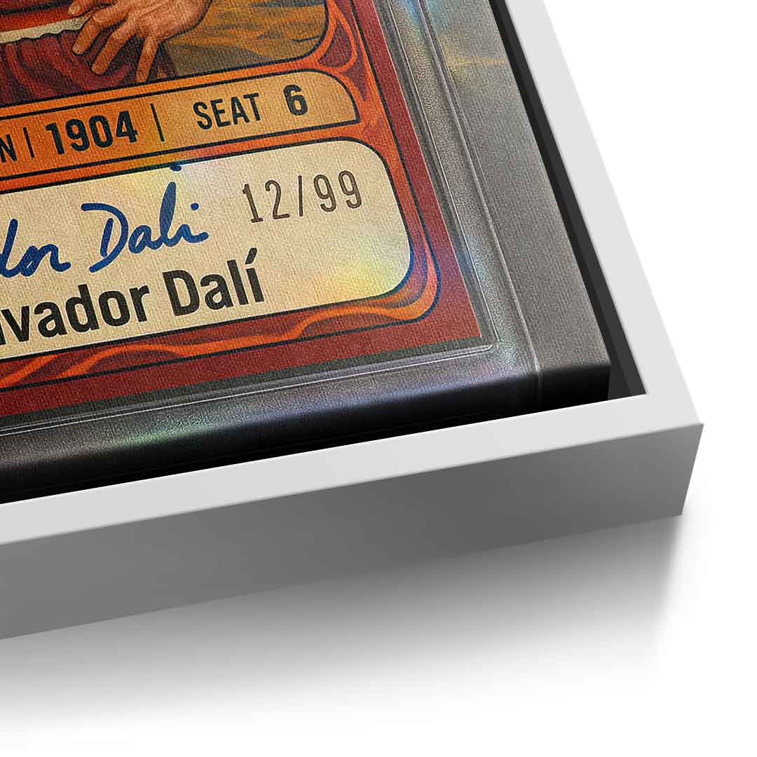 DOTCOMCANVAS® Salvador Dali Basketball Card Leinwandbild – Detailaufnahme mit Rahmen