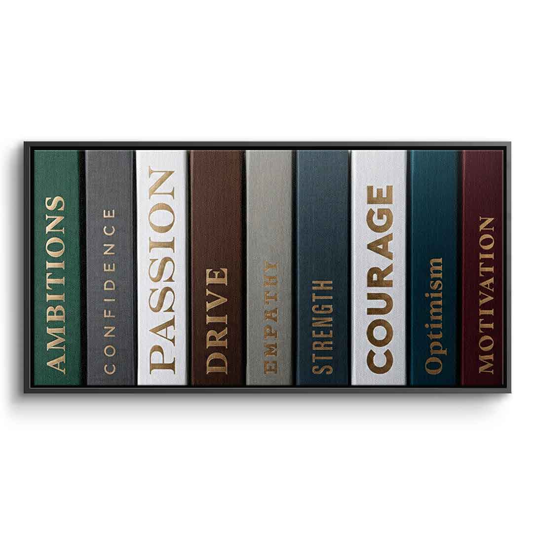 DOTCOMCANVAS Motivational Books Leinwandbild Schwarz gerahmt
