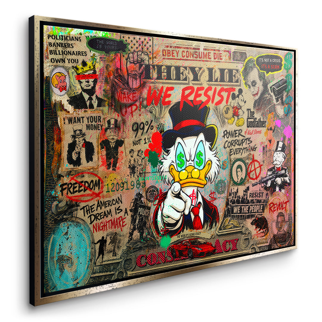 DOTCOMCANVAS WAKE UP! Leinwandbild Seitenansicht Goldrahmen