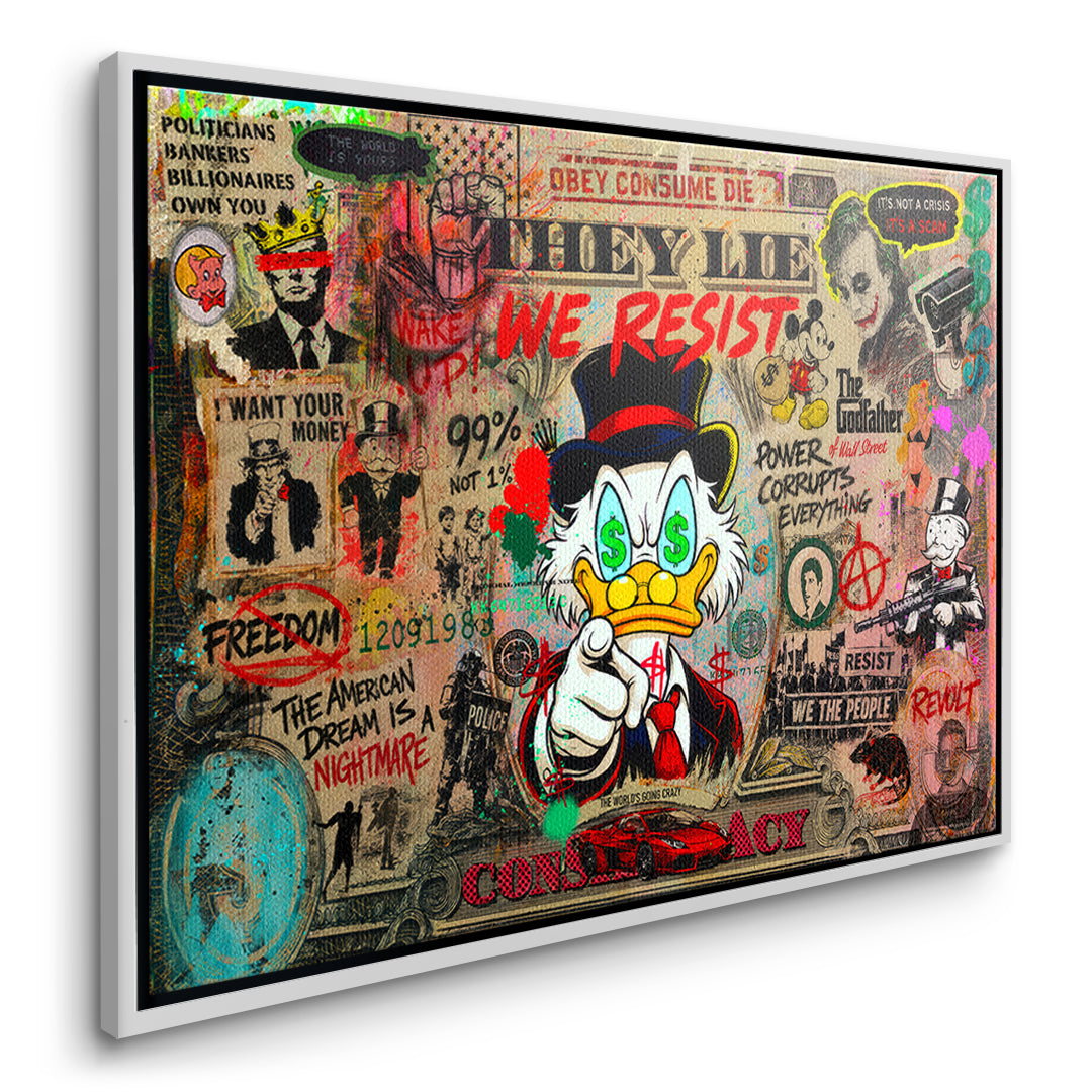 DOTCOMCANVAS WAKE UP! Leinwandbild Seitenansicht weißer Rahmen