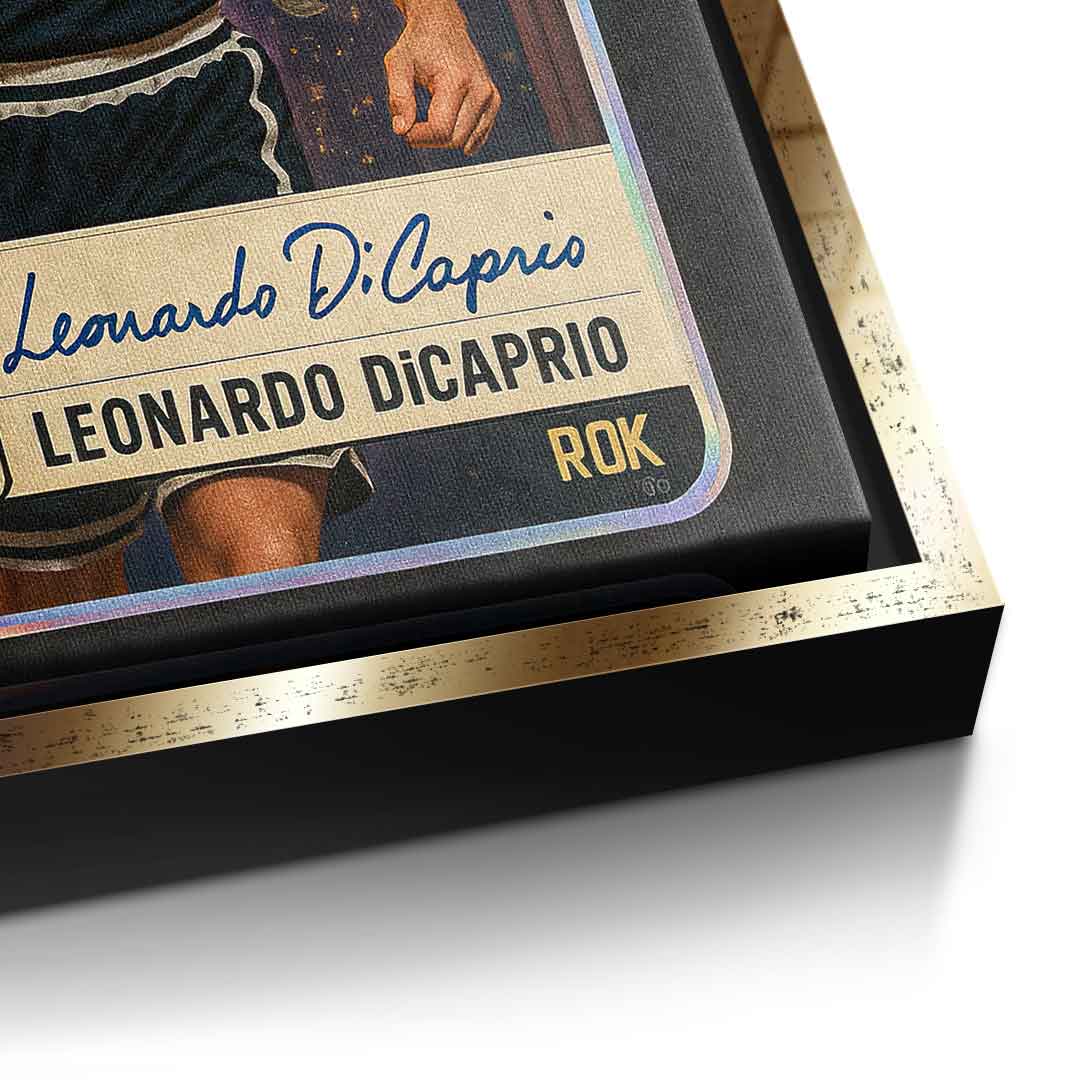 DOTCOMCANVAS Leo Dicaprio Basketball Card Leinwandbild Detail Goldener Rahmen