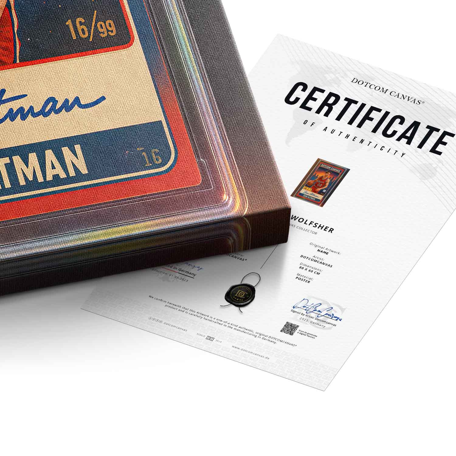 DOTCOMCANVAS Sam Altman Basketball Card Echtheitszertifikat