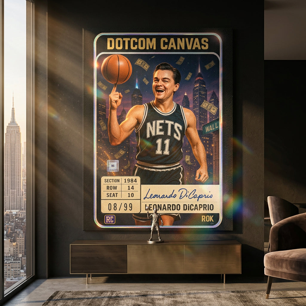DOTCOMCANVAS Leo Dicaprio Basketball Card Leinwandbild Raum Mockup
