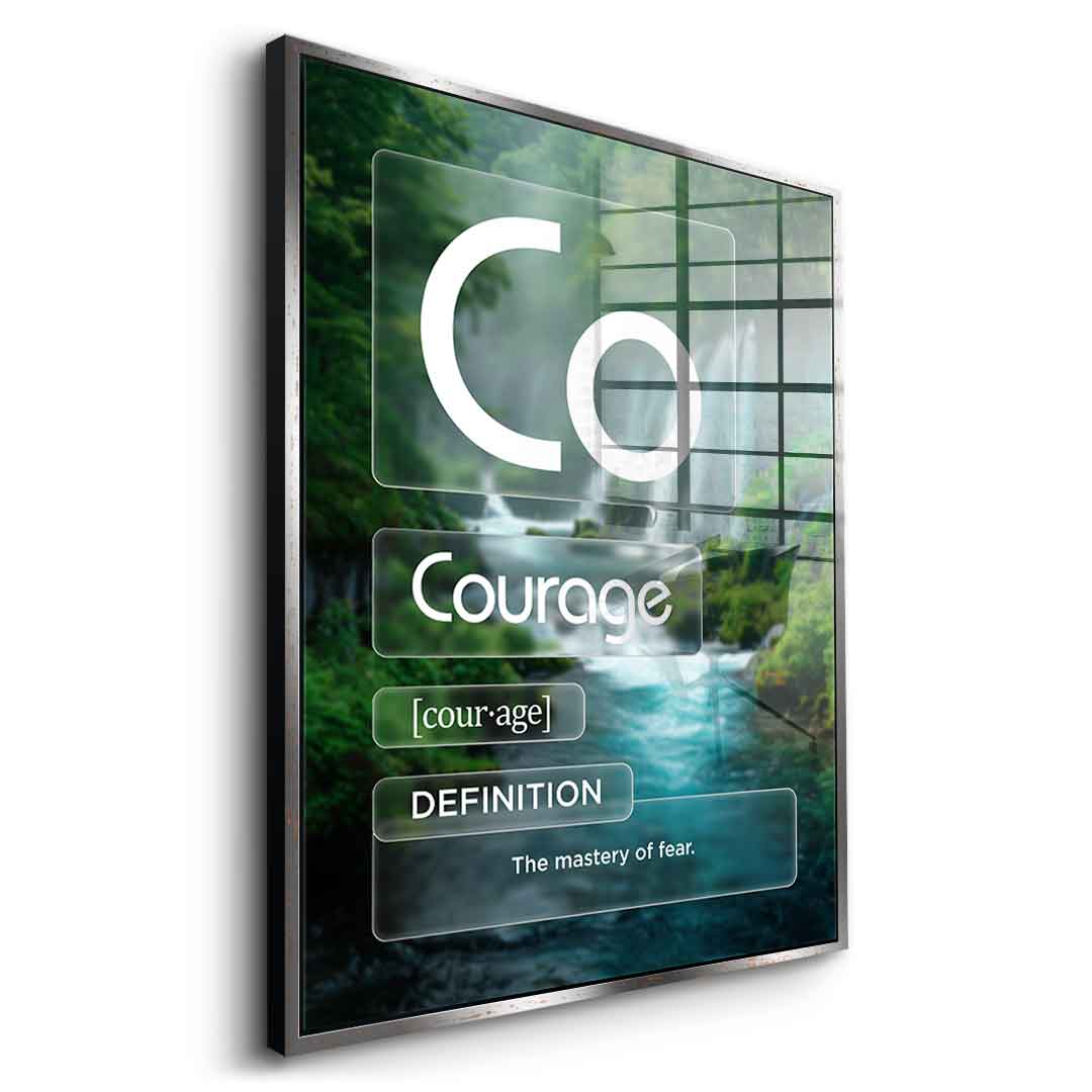 DOTCOMCANVAS® Courage (Co) Acrylglasbild Version Farbig – Vorderansicht Ohne Rahmen