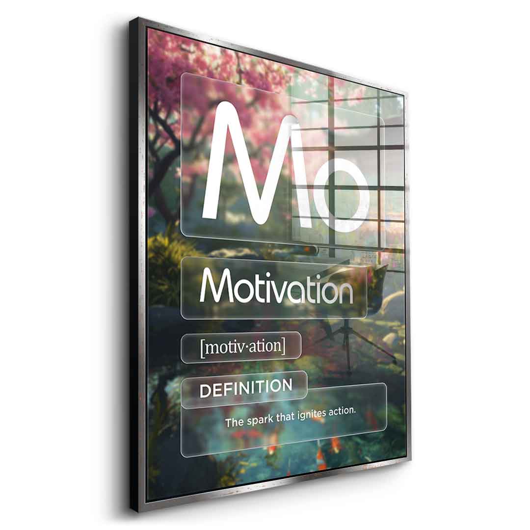 DOTCOMCANVAS® Motivation (Mo) Acrylglasbild Version Farbig – Vorderansicht Ohne Rahmen