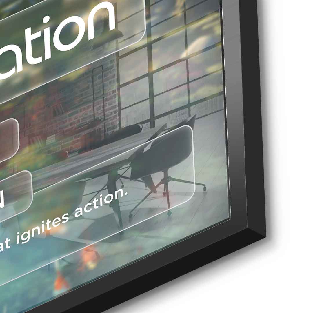DOTCOMCANVAS® Motivation (Mo) Acrylglasbild Version Farbig – Detailansicht