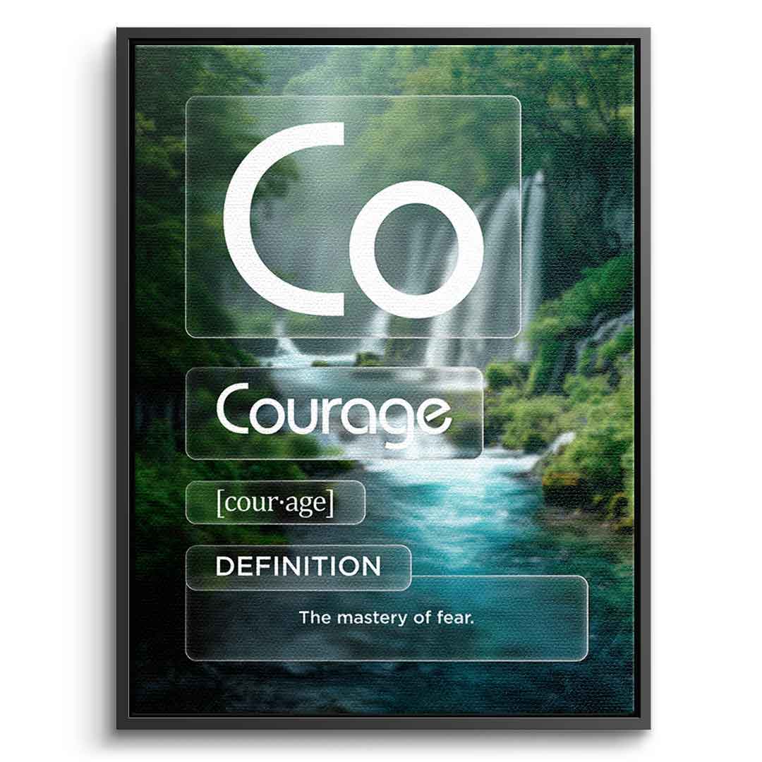 DOTCOMCANVAS® Courage Leinwandbild – Vorderansicht schwarzer Rahmen
