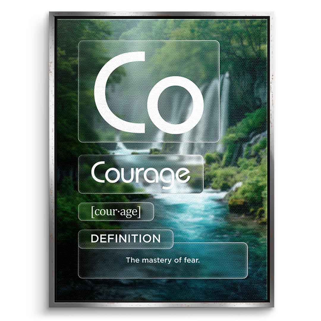 DOTCOMCANVAS® Courage Leinwandbild – Vorderansicht silberner Rahmen