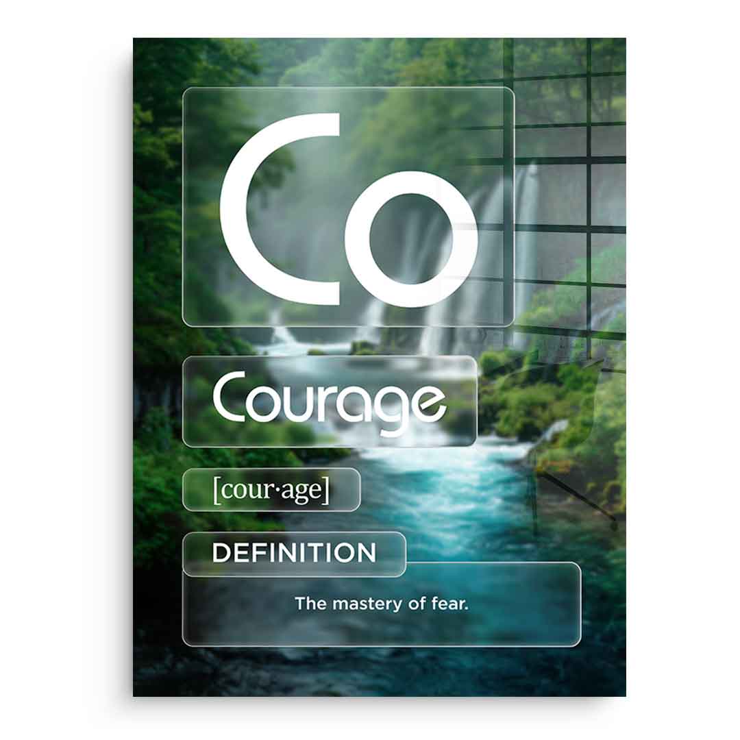 DOTCOMCANVAS® Courage (Co) Acrylglasbild Version Farbig – Vorderansicht Ohne Rahmen