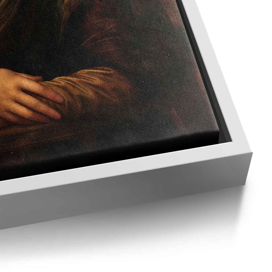 DOTCOMCANVAS Mona Lisa fürs WC 3 Leinwandbild - Detailansicht weißer Rahmen