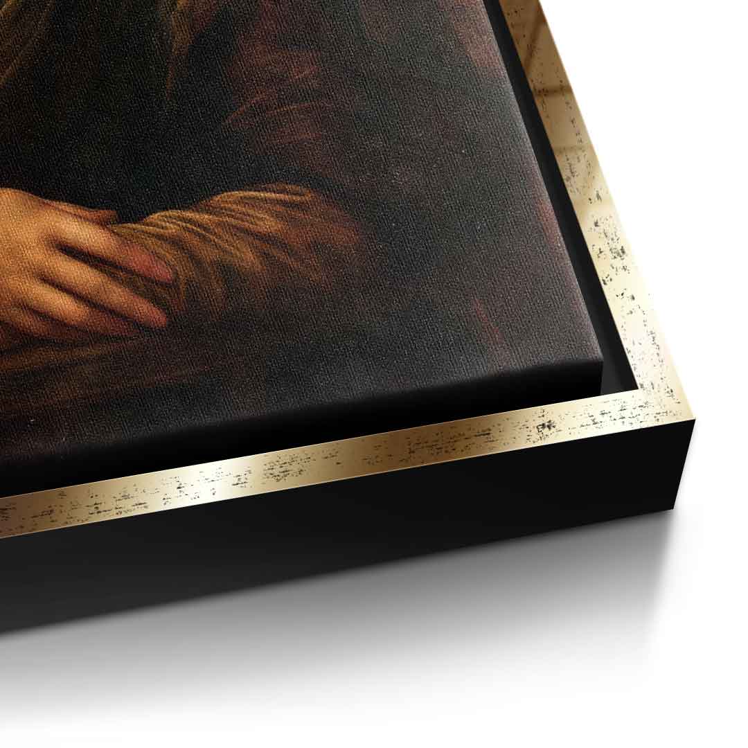 DOTCOMCANVAS Mona Lisa fürs WC 3 Leinwandbild - Detailansicht goldener Rahmen