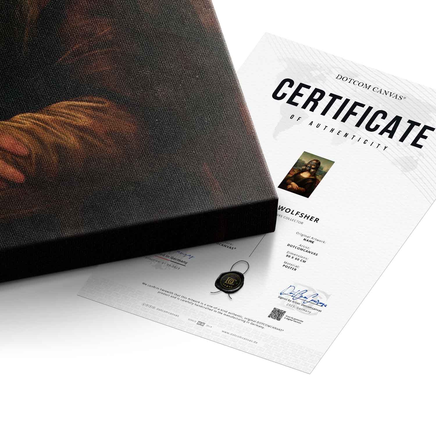 DOTCOMCANVAS Mona Lisa fürs WC 3 Leinwandbild - Echtheitszertifikat