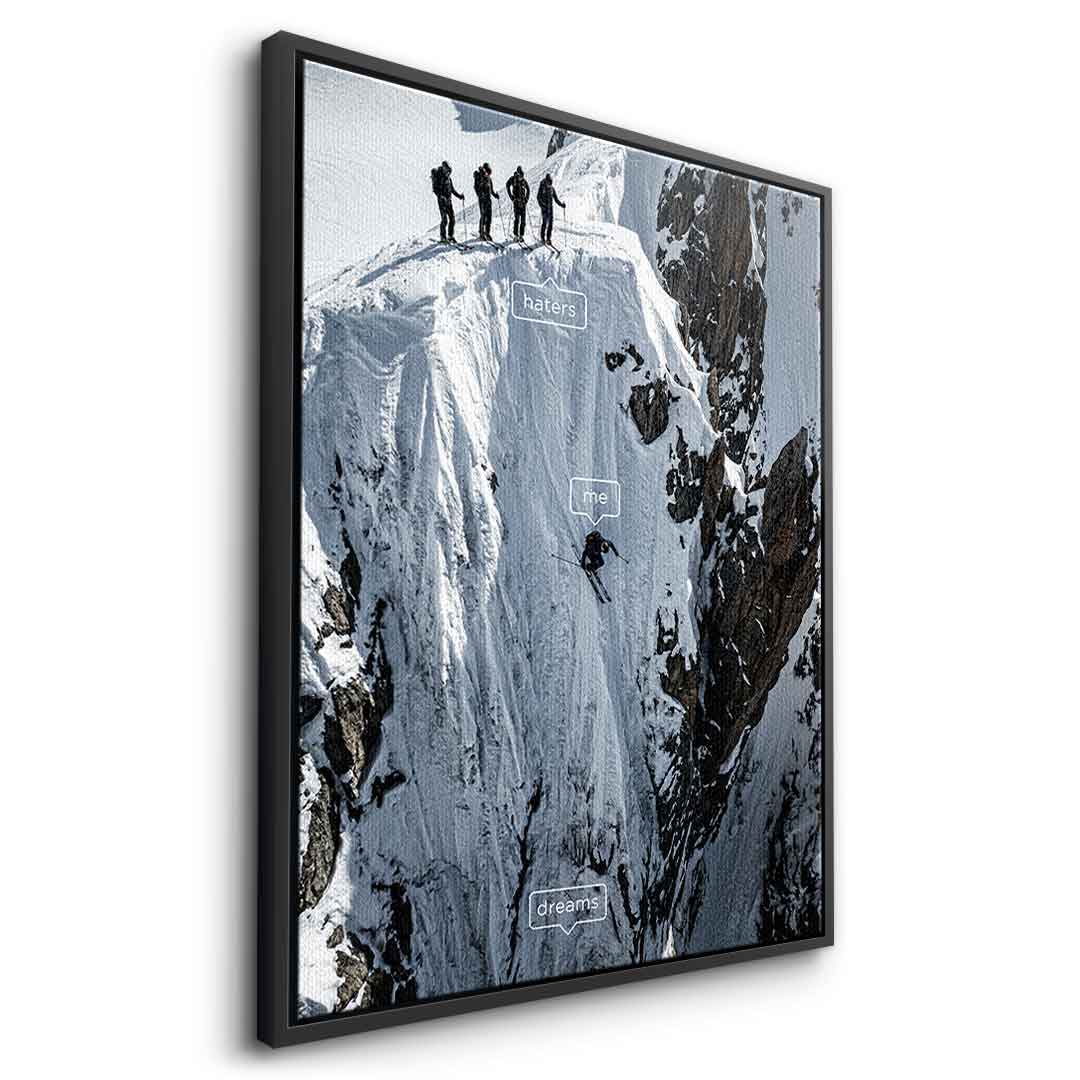 DOTCOMCANVAS Me & Dreams Leinwandbild – Seitenansicht schwarzer Rahmen