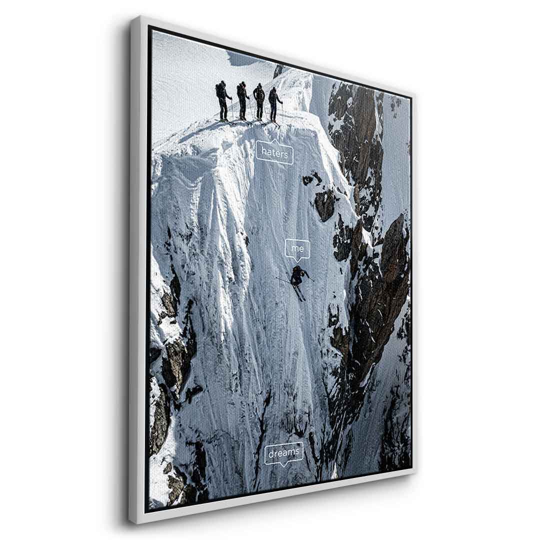 DOTCOMCANVAS Me & Dreams Leinwandbild – Seitenansicht silberner Rahmen