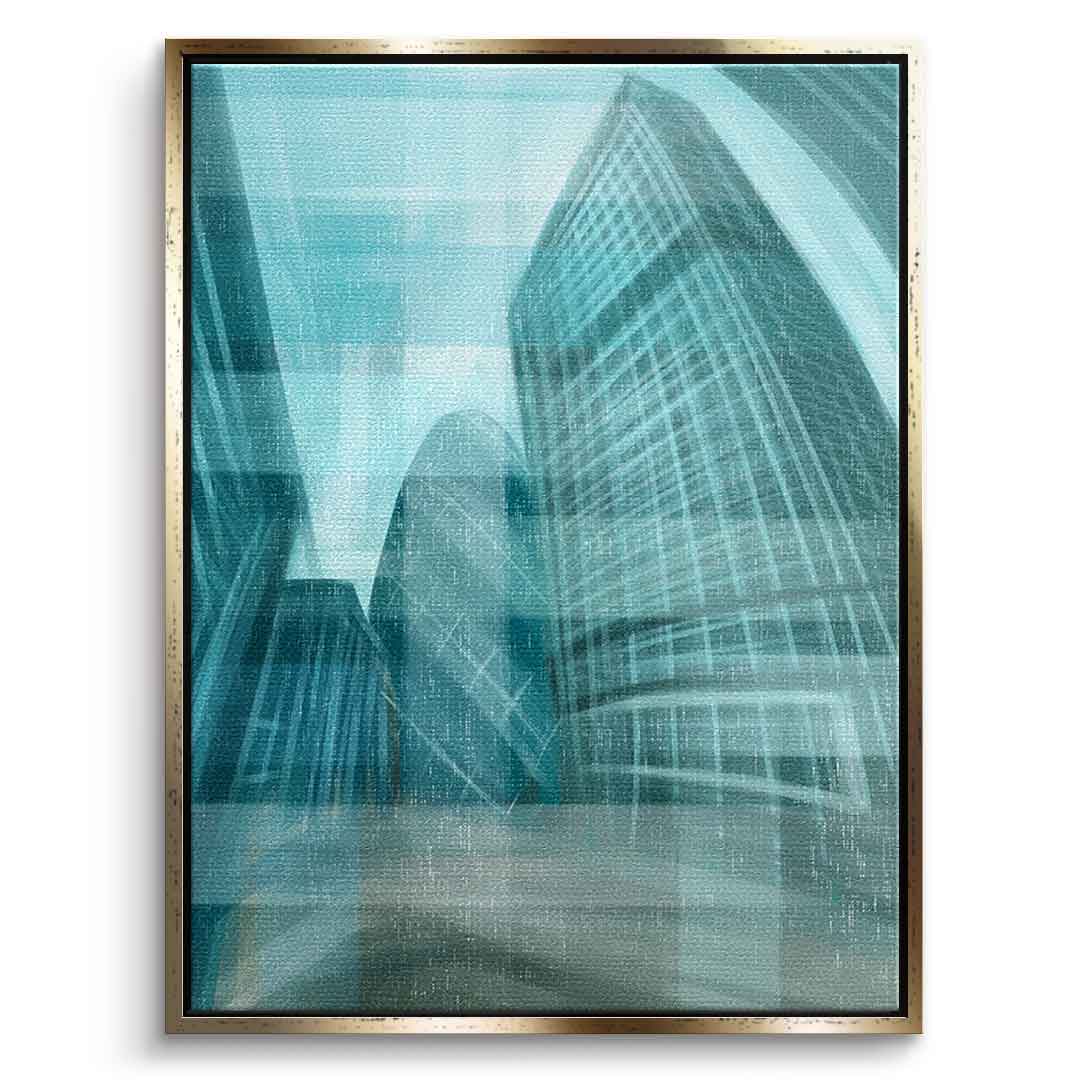 Shining City Pearl Glas - Leinwandbild Goldener Rahmen