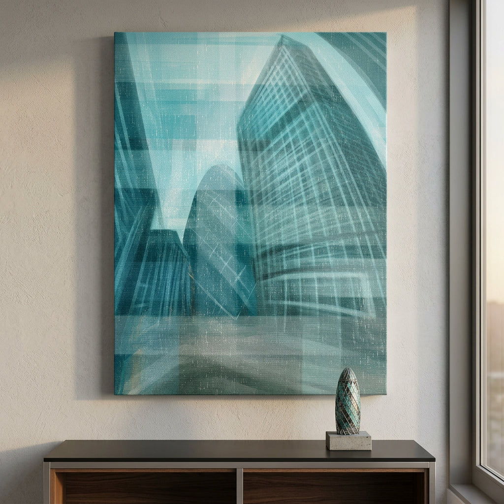 Shining City Pearl Glas - Leinwandbild Raum