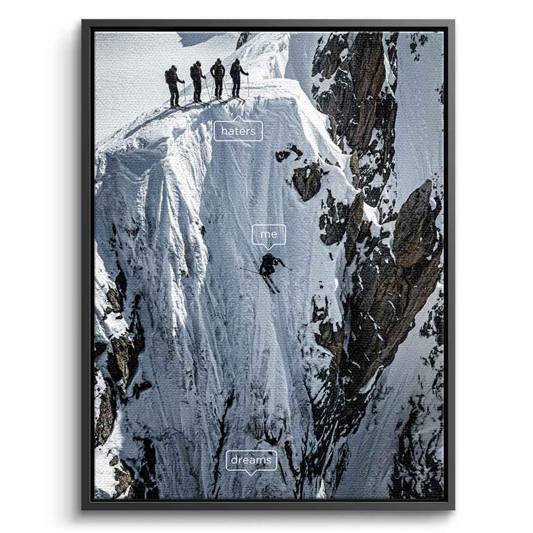 DOTCOMCANVAS Me & Dreams Leinwandbild – Frontansicht schwarzer Premium Rahmen