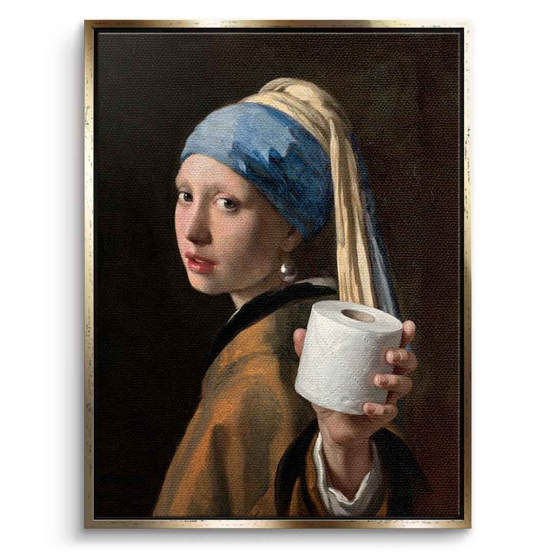 DOTCOMCANVAS Classic Painting for Toilett Leinwand Front Gold Rahmen