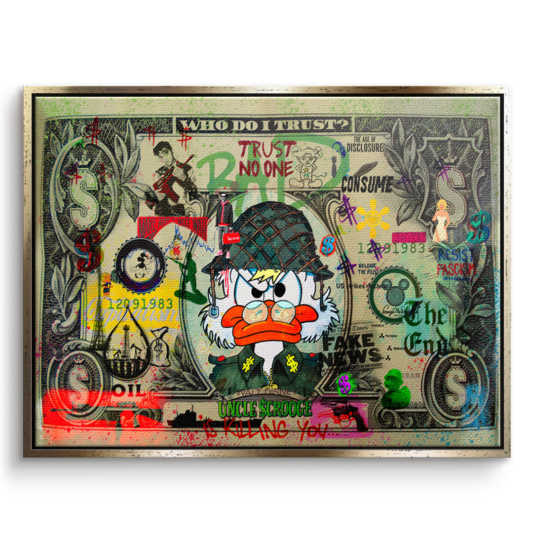 DOTCOMCANVAS TRUST NO ONE Leinwandbild Vorderansicht Gold
