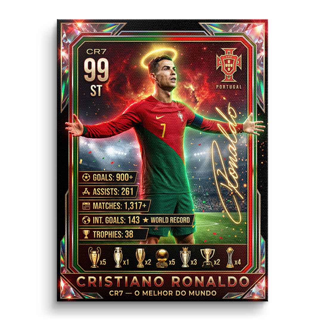 Ronaldo Trade Card Leinwandbild ohne Rahmen