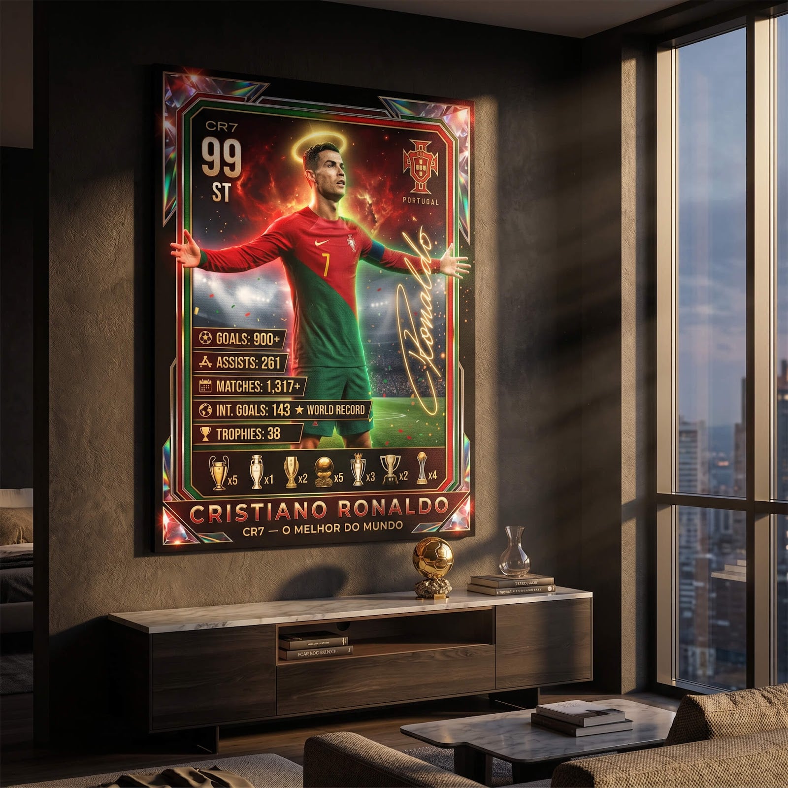 Ronaldo Trade Card Leinwandbild Raumansicht