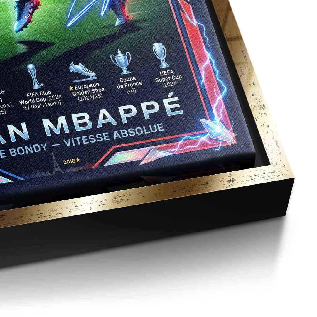 Mbappé Trade Card Leinwandbild Detailansicht