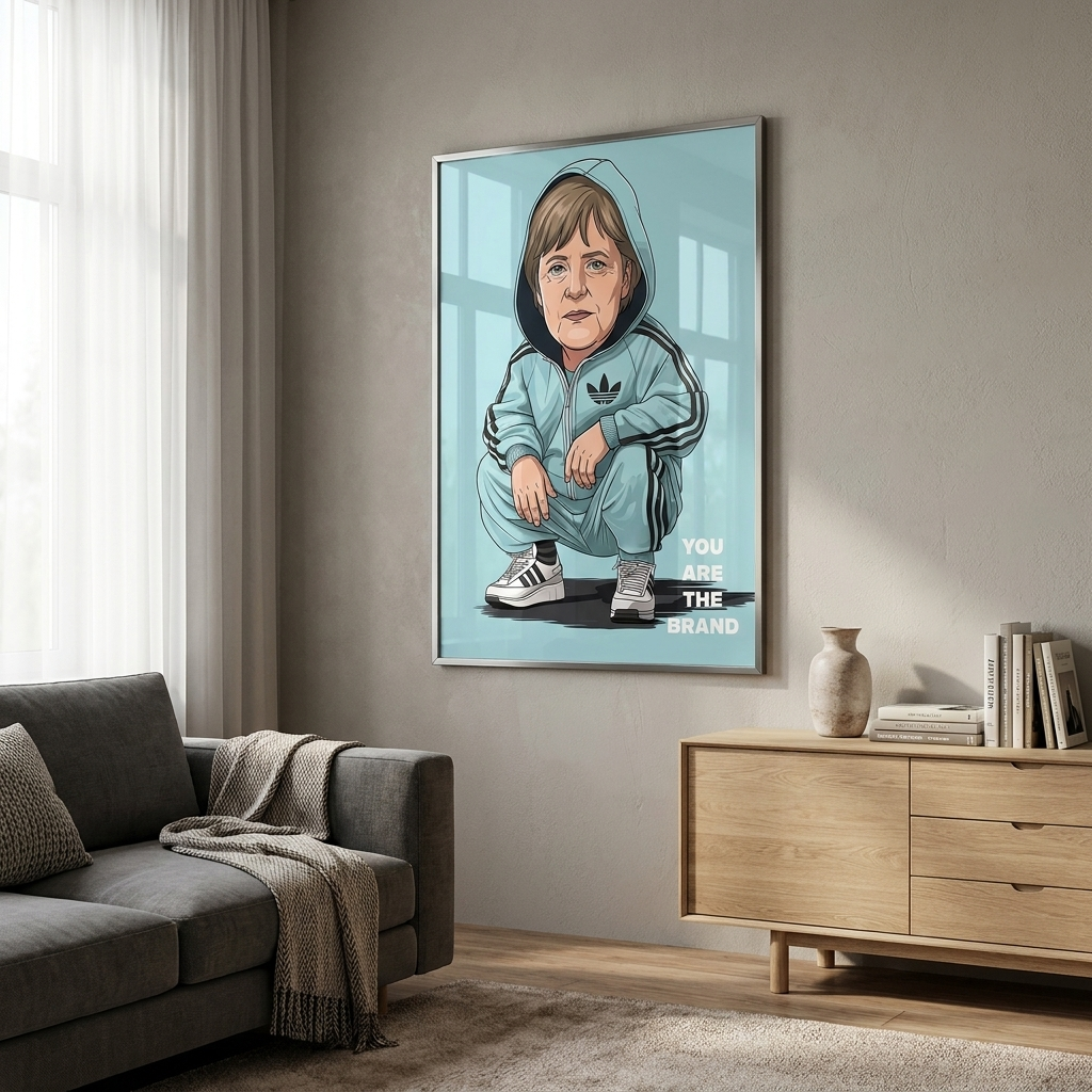 Angela Merkel Swag - Acrylglasbild Raum Mockup