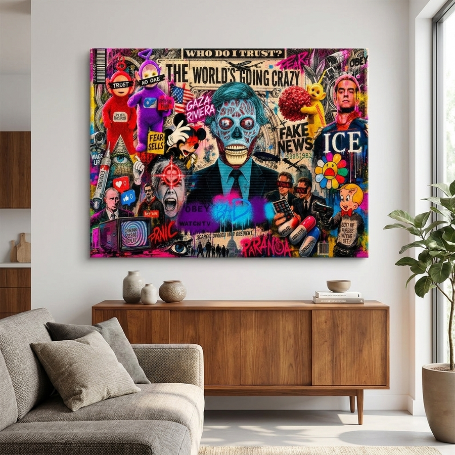 THE WORLD IS GOING CRAZY Raum Mockup