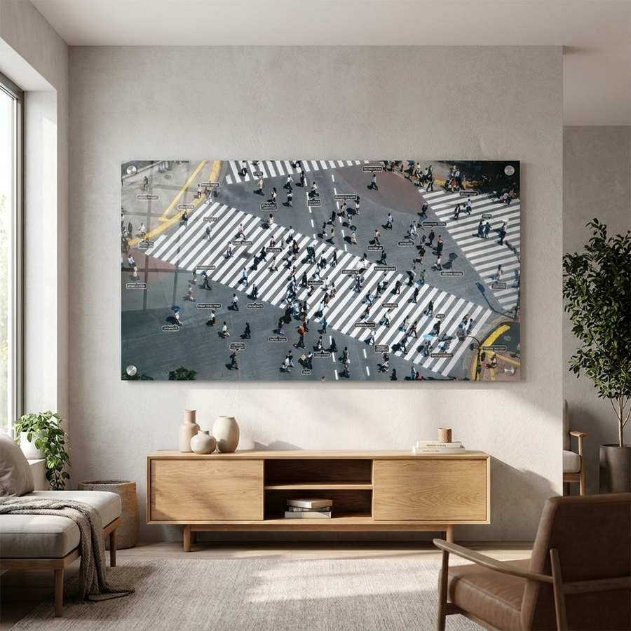 Small people thing 2.0 - Acrylglasbild Raum Mockup