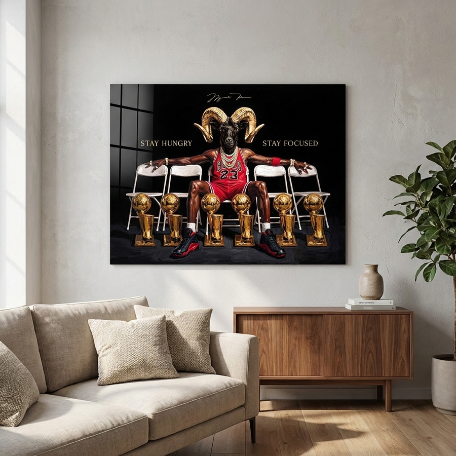 Trophy M.Jordan - Acrylglasbild Raum Mockup