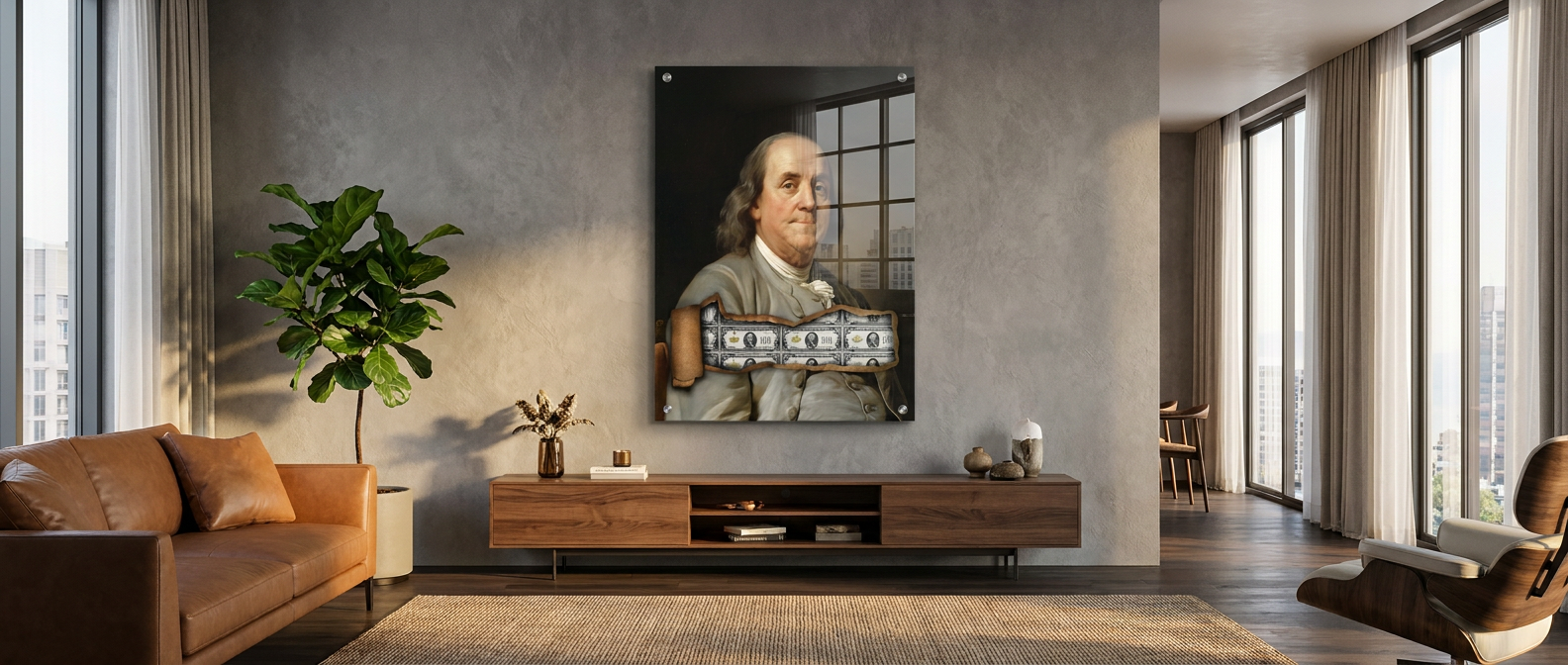 DOTCOMCANVAS Benjamin x Money Acrylglas Banner