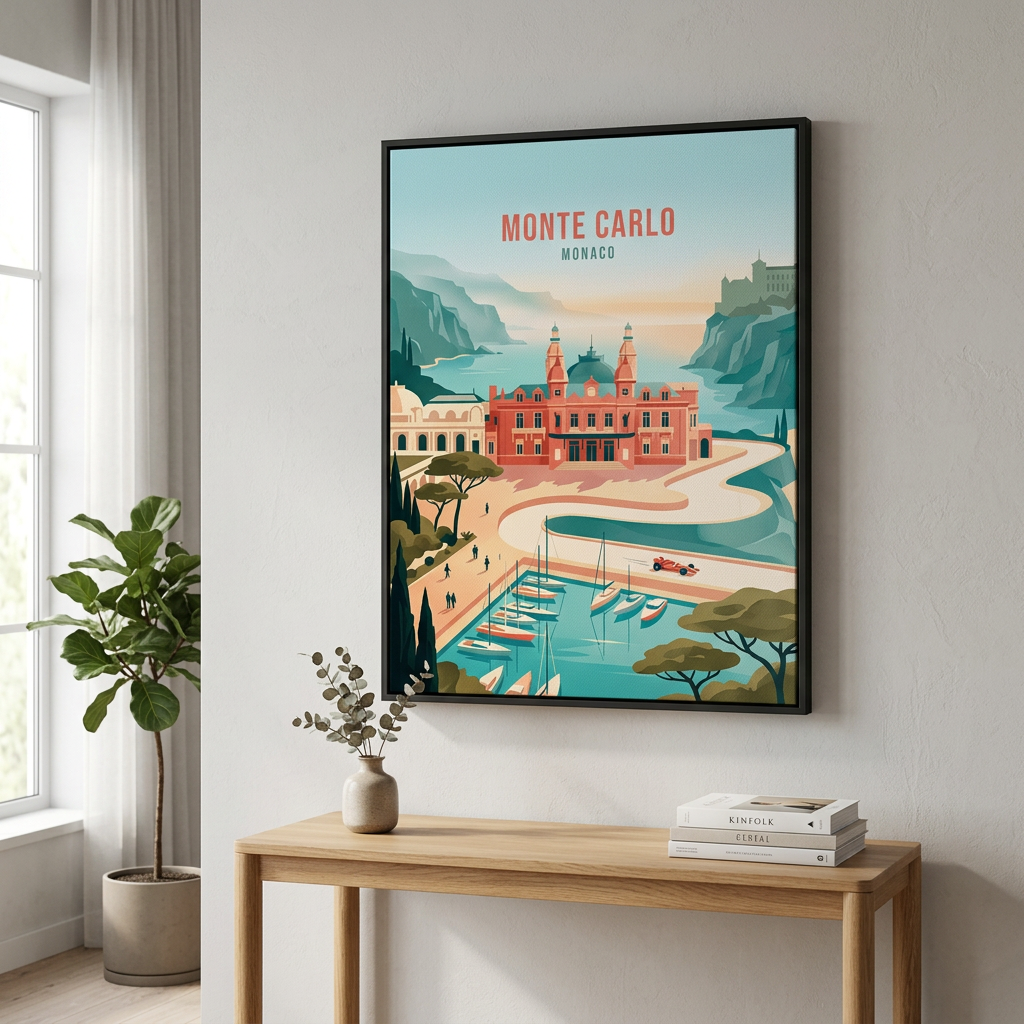 Monte Carlo Leinwandbild Room Mockup
