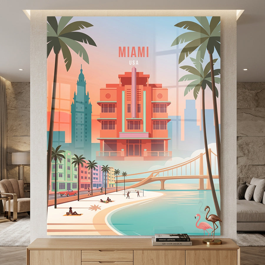 DOTCOMCANVAS Miami Acrylglasbild im Raum Beispiel