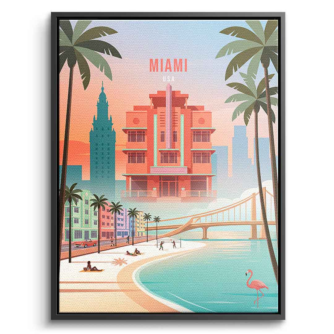 DOTCOMCANVAS Miami Leinwandbild Seitenansicht ohne Rahmen