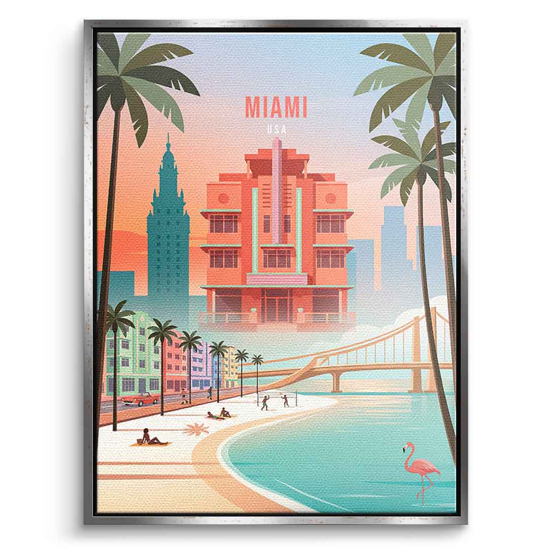 DOTCOMCANVAS Miami Leinwandbild Seitenansicht schwarz