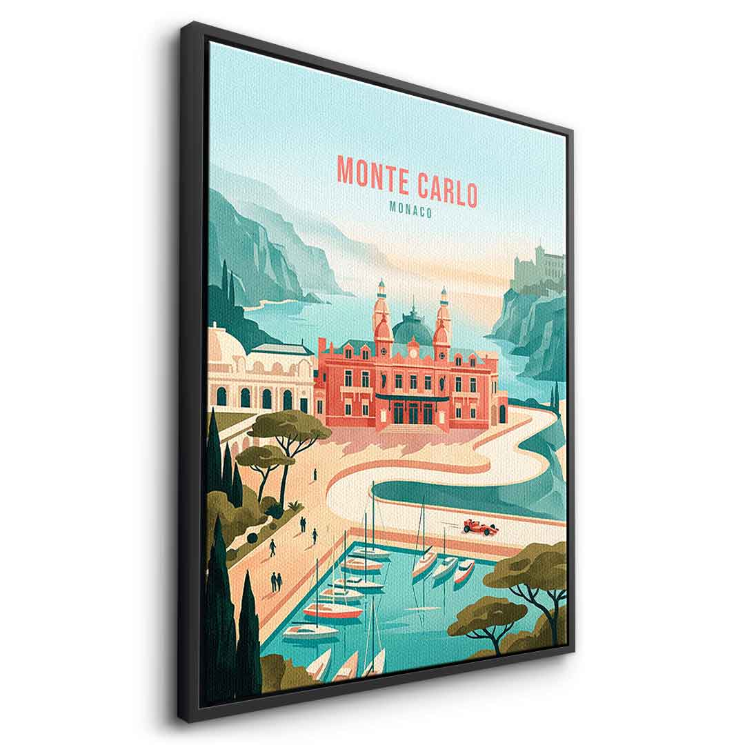 DOTCOMCANVAS Monte Carlo Leinwandbild Seitenansicht schwarz