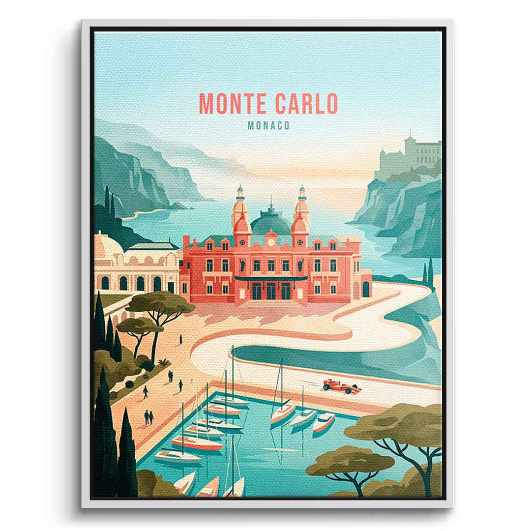 DOTCOMCANVAS Monte Carlo Leinwandbild Vorderansicht mit weissem Rahmen