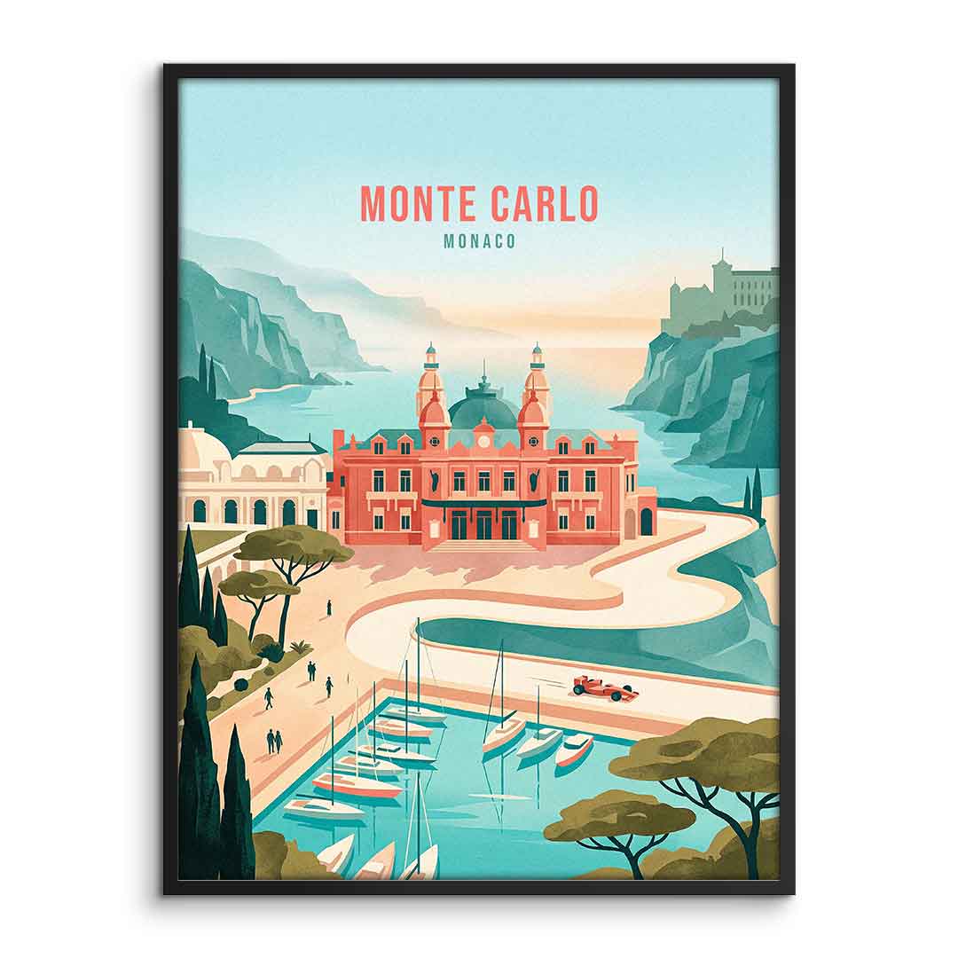 DOTCOMCANVAS Monte Carlo Poster mit Bilderrahmen Front