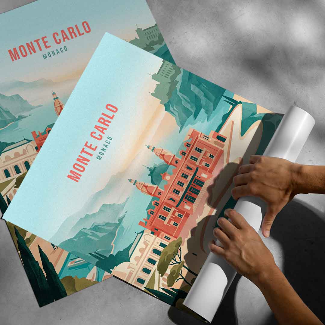 DOTCOMCANVAS Monte Carlo Poster aufgerollt