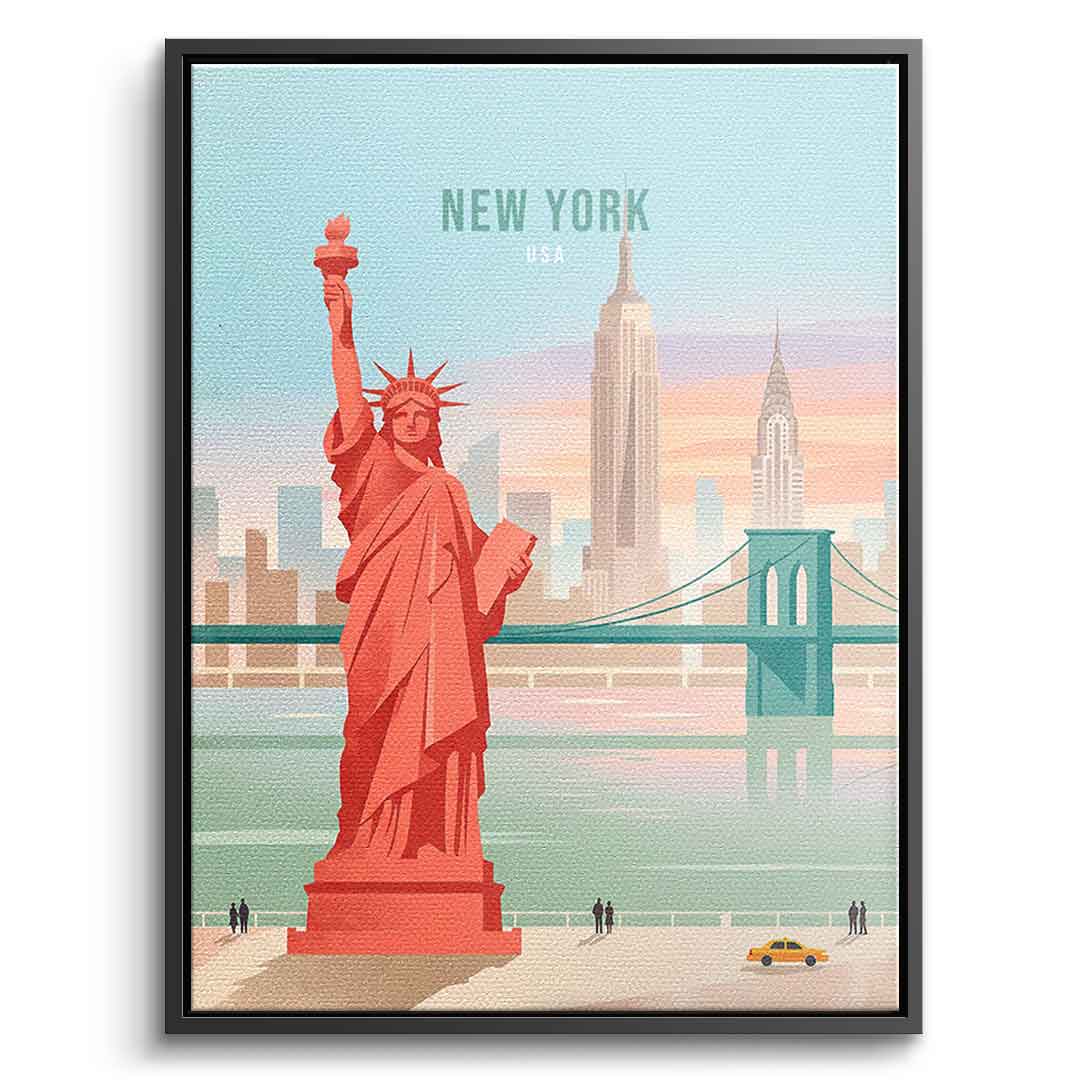 DOTCOMCANVAS New York Leinwandbild Vorderansicht mit schwarzem Rahmen