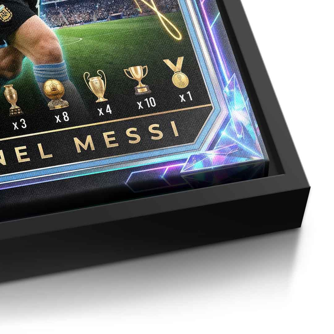 Messi Trade Card Leinwandbild ohne Rahmen