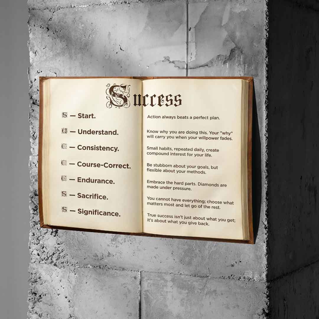 DOTCOMCANVAS® Success book Poster – an Betonwand