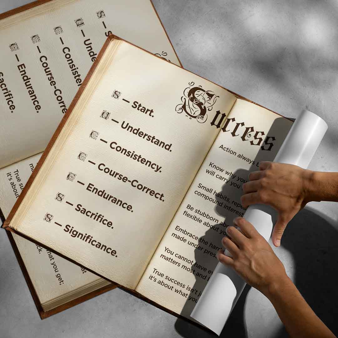 DOTCOMCANVAS® Success book Poster – Roll-up-Aufsteller
