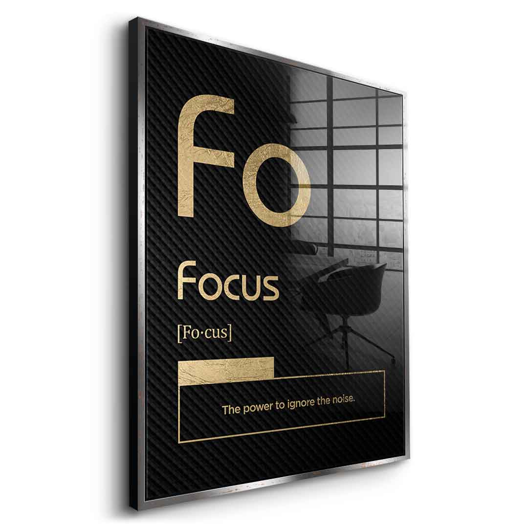 DOTCOMCANVAS® Focus (Fo) Acrylglasbild Version Schwarz – Vorderansicht Ohne Rahmen