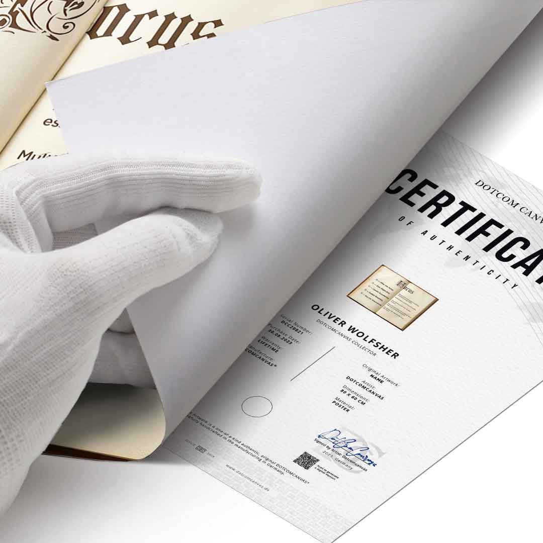 DOTCOMCANVAS® Focus book Poster – Echtheitszertifikat